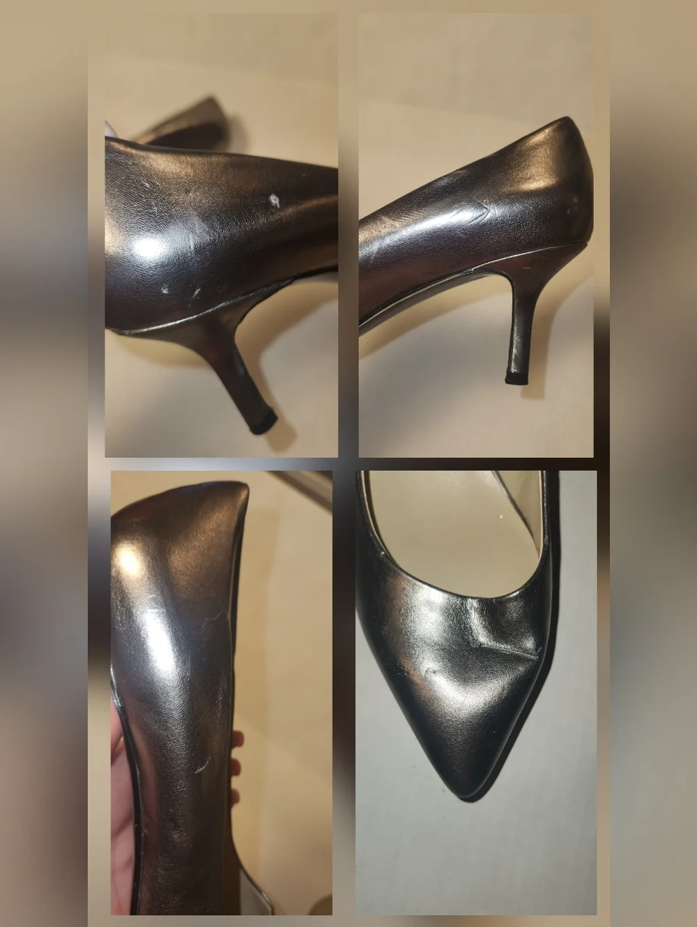 Nine West Chrissie Metallic Silver Pointed Toe High Heels Kitten Heel 8 NWT NWOB